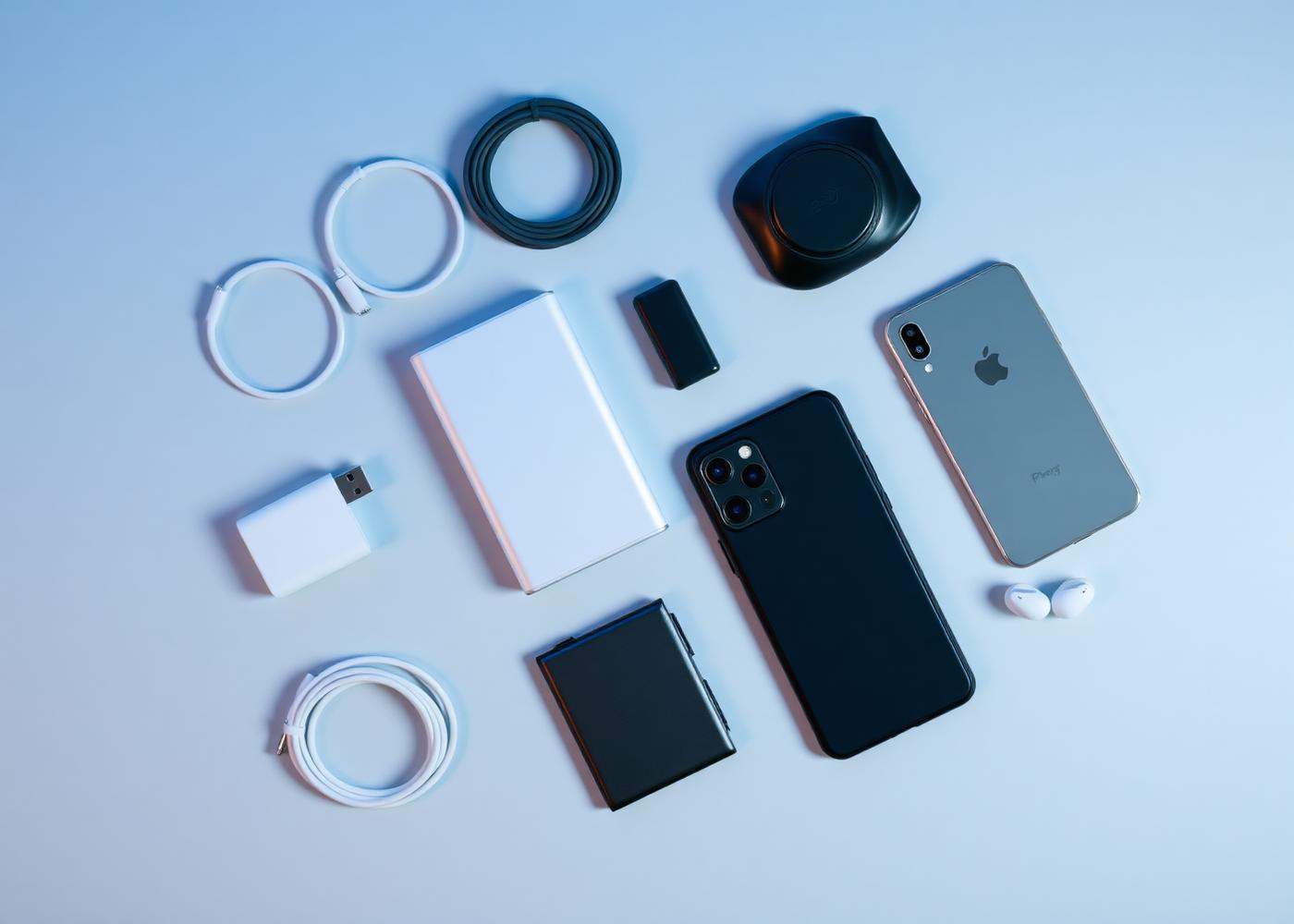 Smartphone-Zubehör wie Kabel, Powerbank und Schutzhüllen
